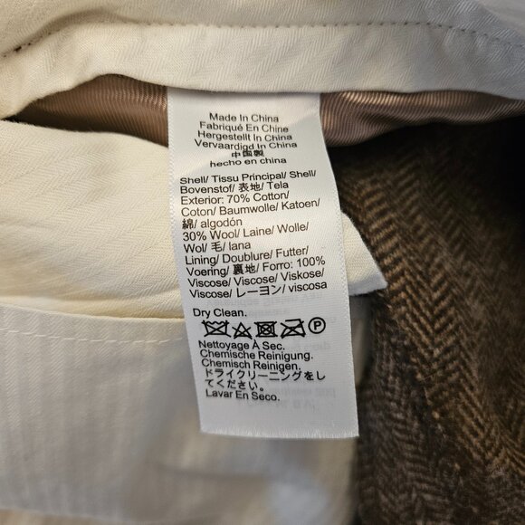 J.Crew Ludlow Brown Herringbone Wool-Cotton Blend Pants - Size 34/32 - Picture 8 of 8